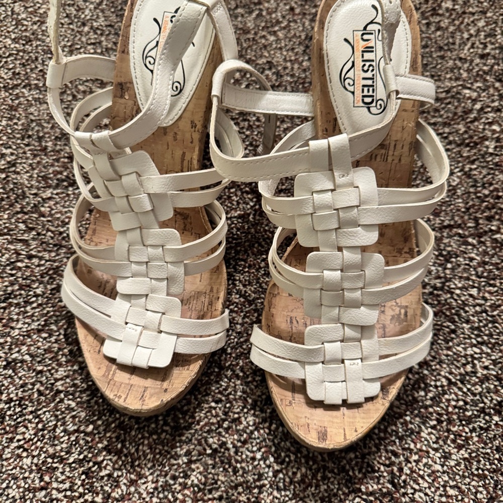 Unlisted White Sandals with Woven Design